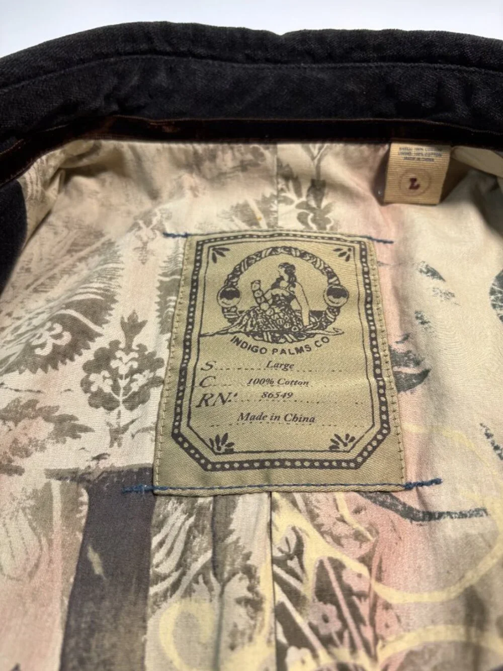 Vintage Rare Art line Tommy Bahama Indigo Palms Corduroy Smoking Jacket L